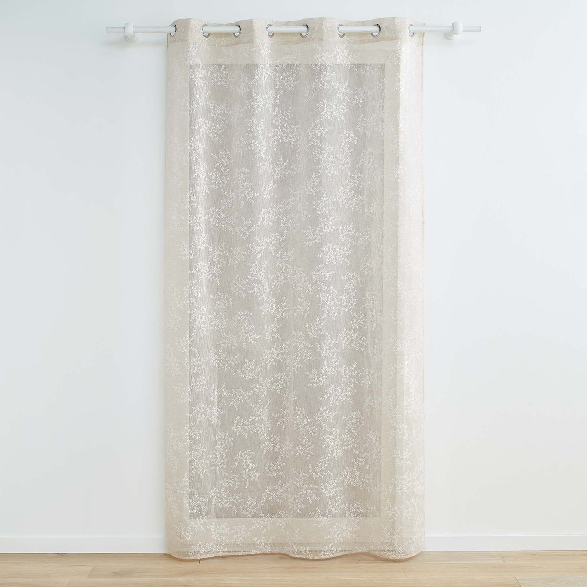 Voilage Vintage fleurs brodées taupe, DOUCEUR D'INTÉRIEUR