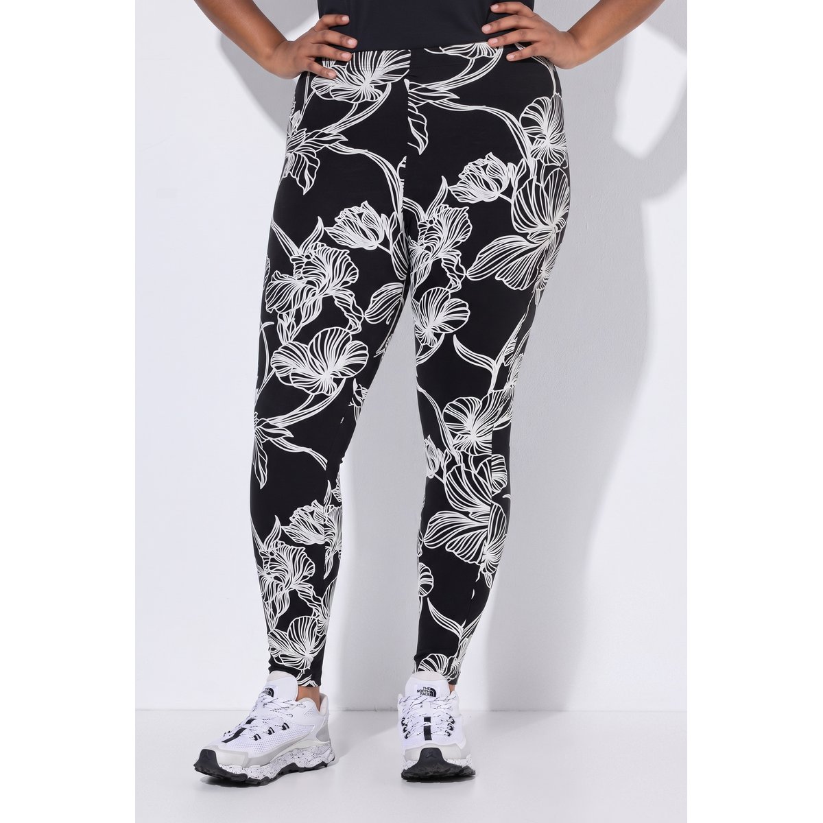 Legging imprimé floral noir, ULLA POPKEN
