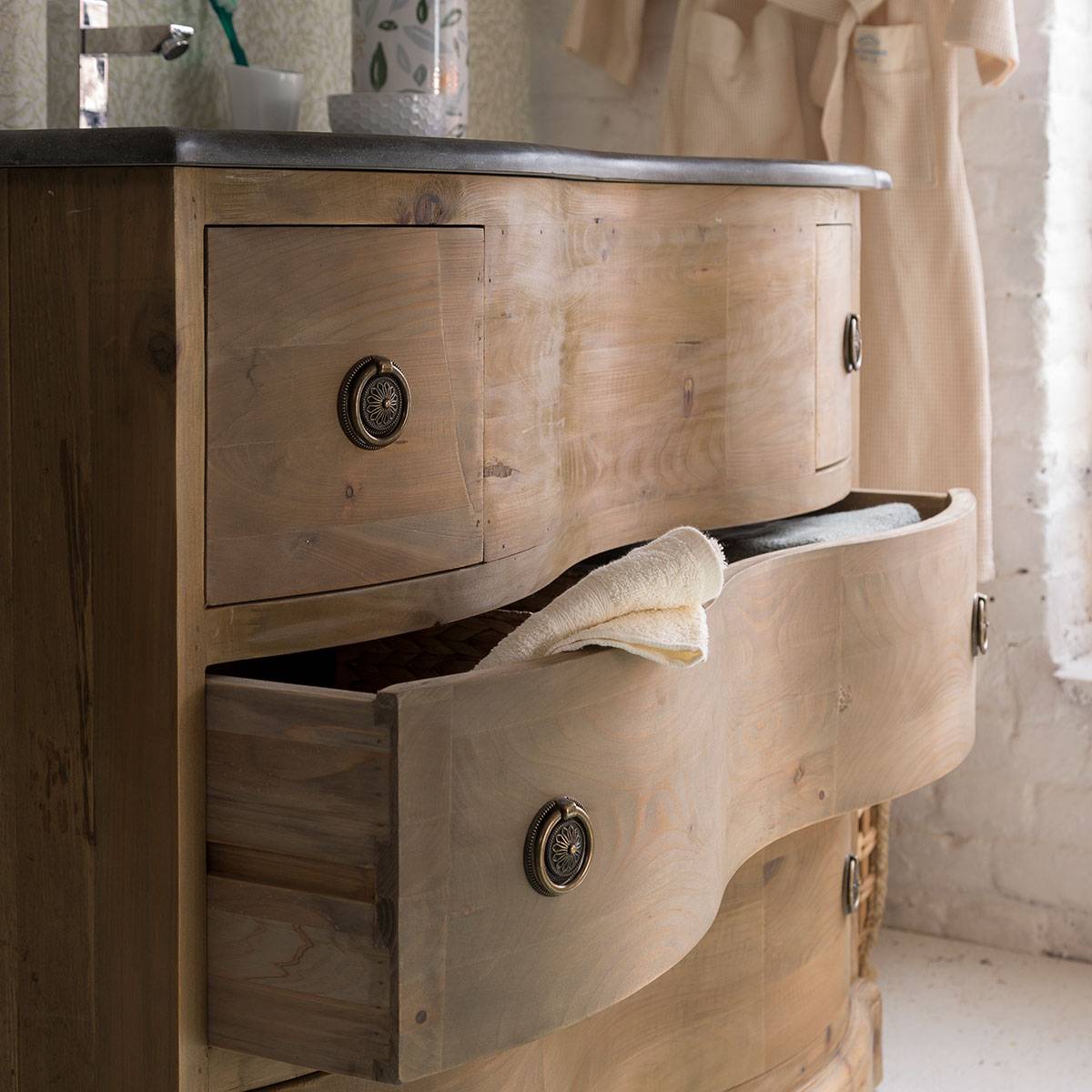 Meuble sous vasque en bois recyclé MIA bois clair, MADE IN MEUBLES