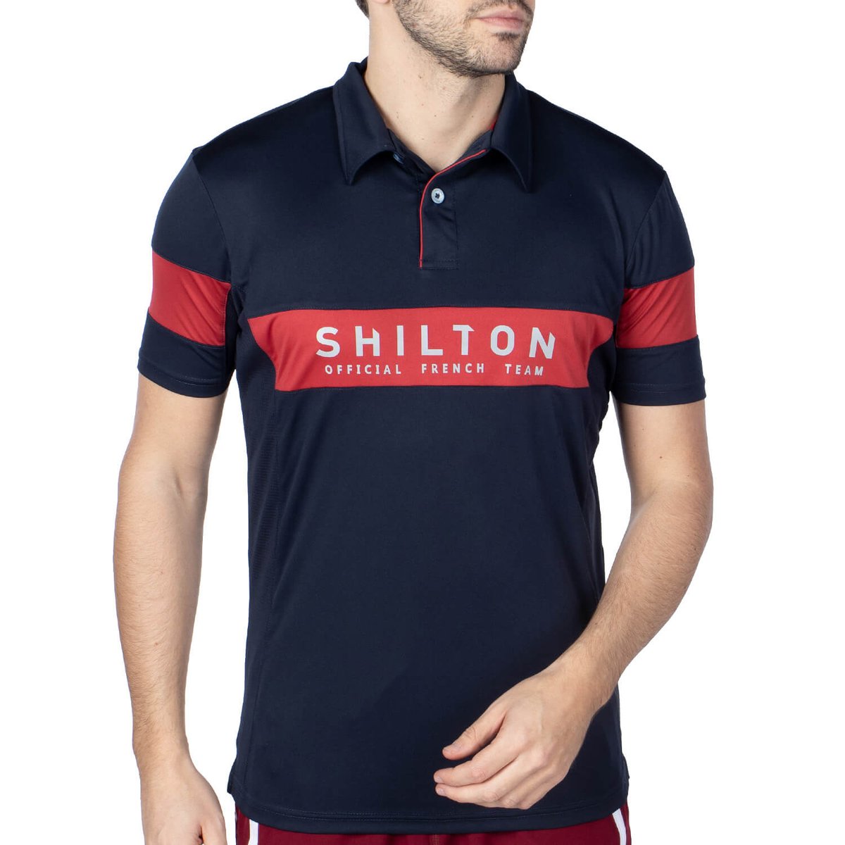 Polo sport bicolore navy x rouge, SHILTON