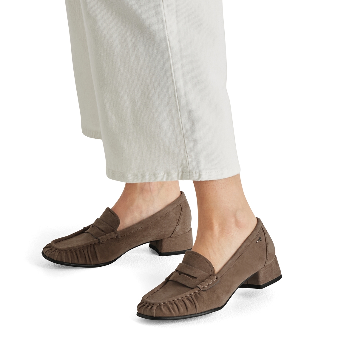 Trotteur en cuir marron taupe, TAMARIS