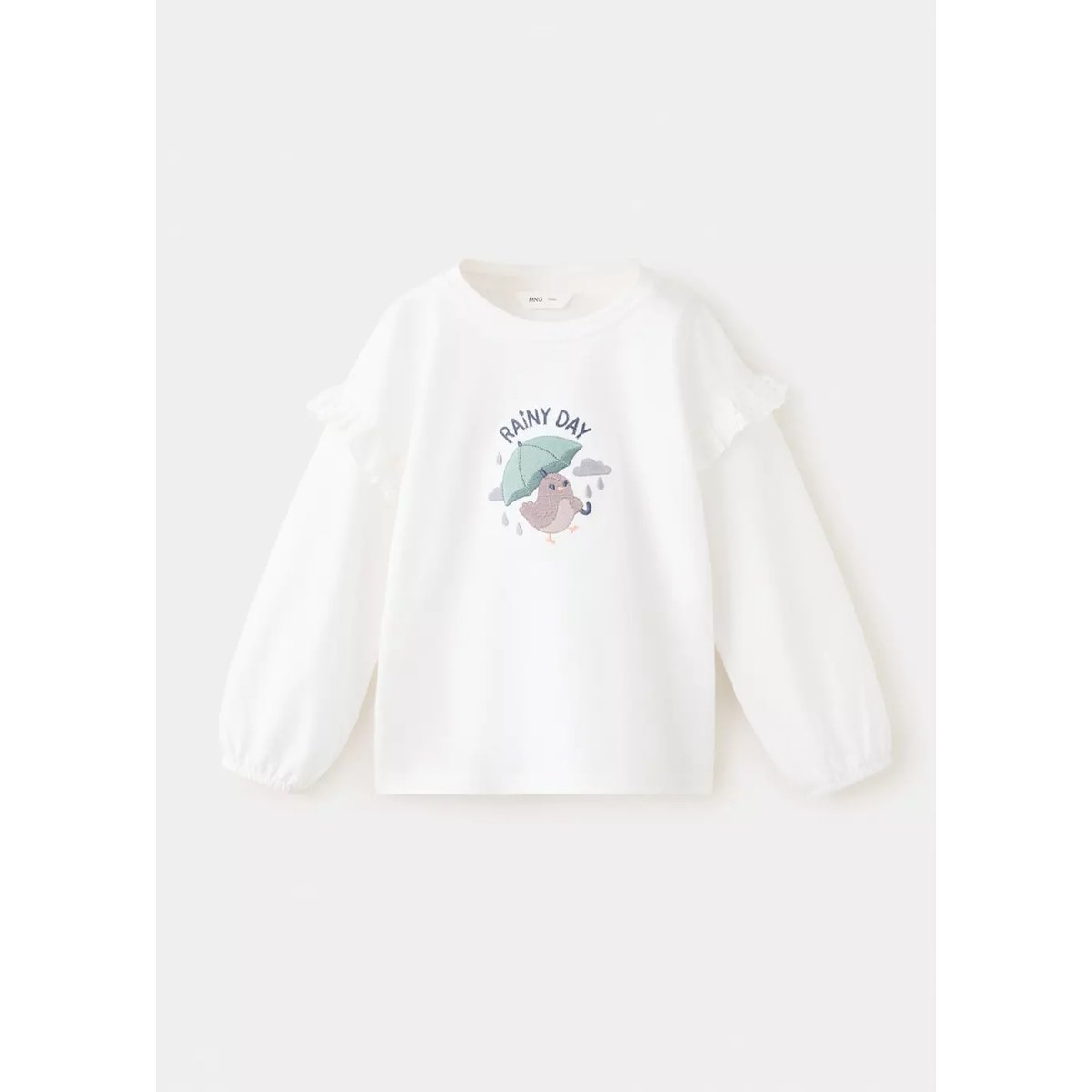 T-shirt détail brodé blanc cassé, MANGO BABY