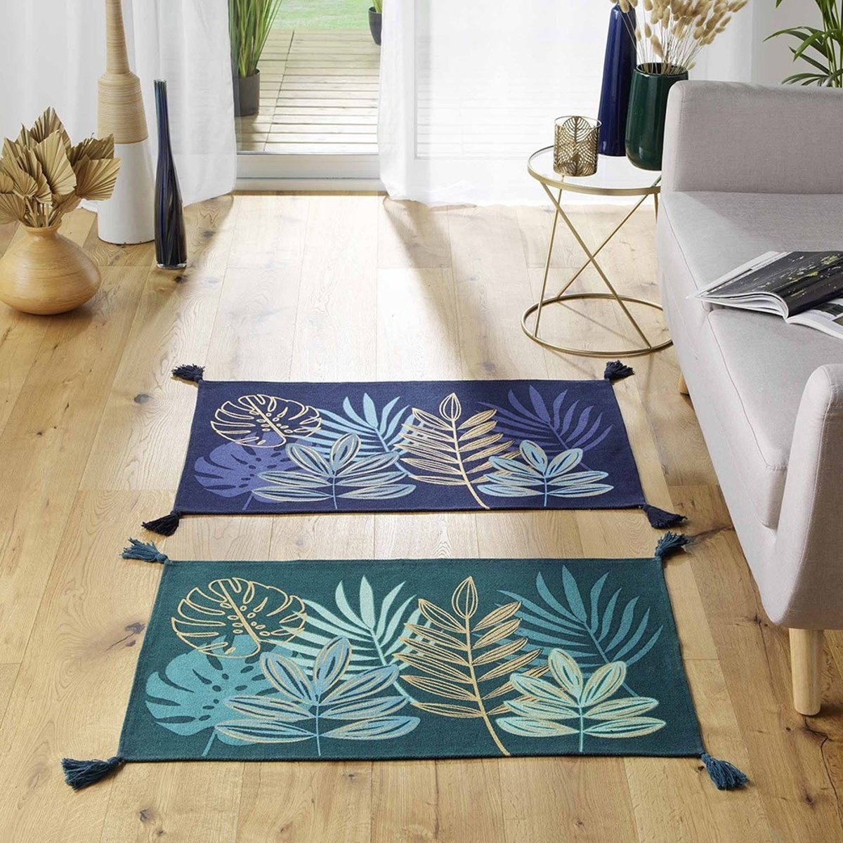 Tapis Pompons 60x90  Métallisé Ornella émeraude vert, DECORATIE