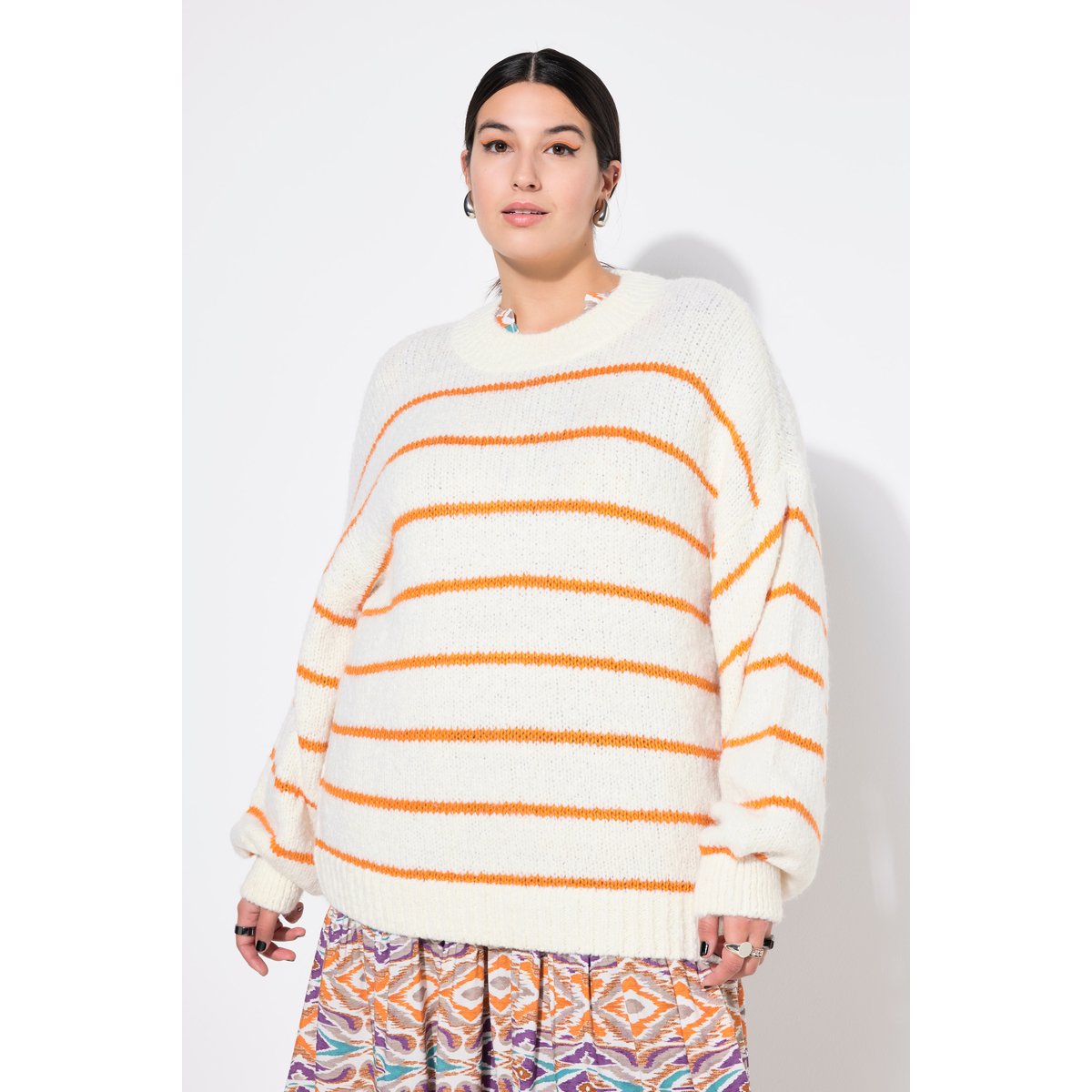 Pull oversize à rayures blanc cassé, STUDIO UNTOLD