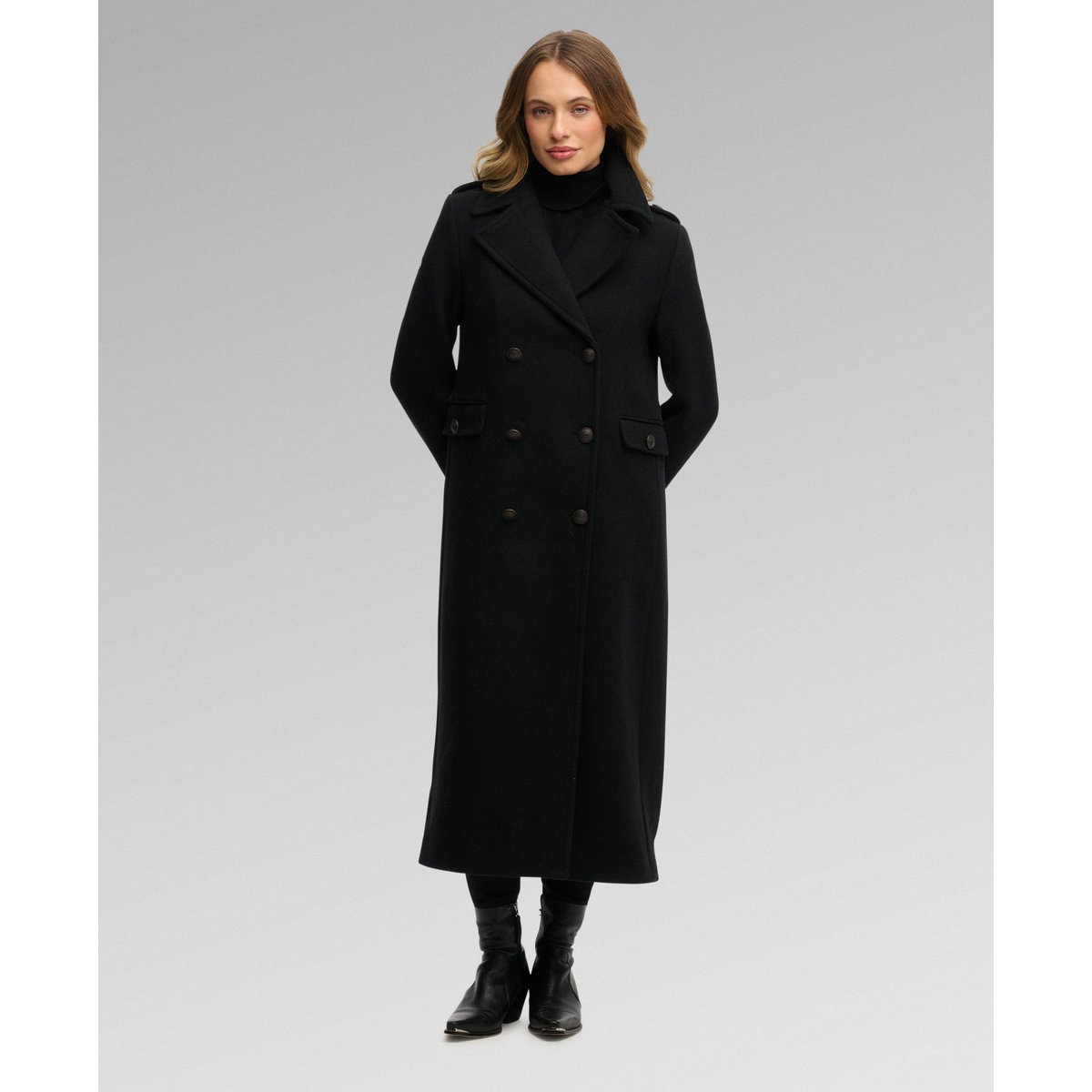 Manteau Croisé en Mélange de Laine noir, SUPERDRY