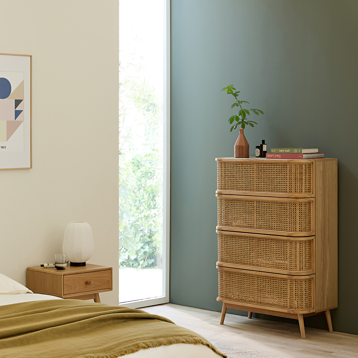 Commode 4 tiroirs en cannage, Laora naturel, LA REDOUTE INTERIEURS
