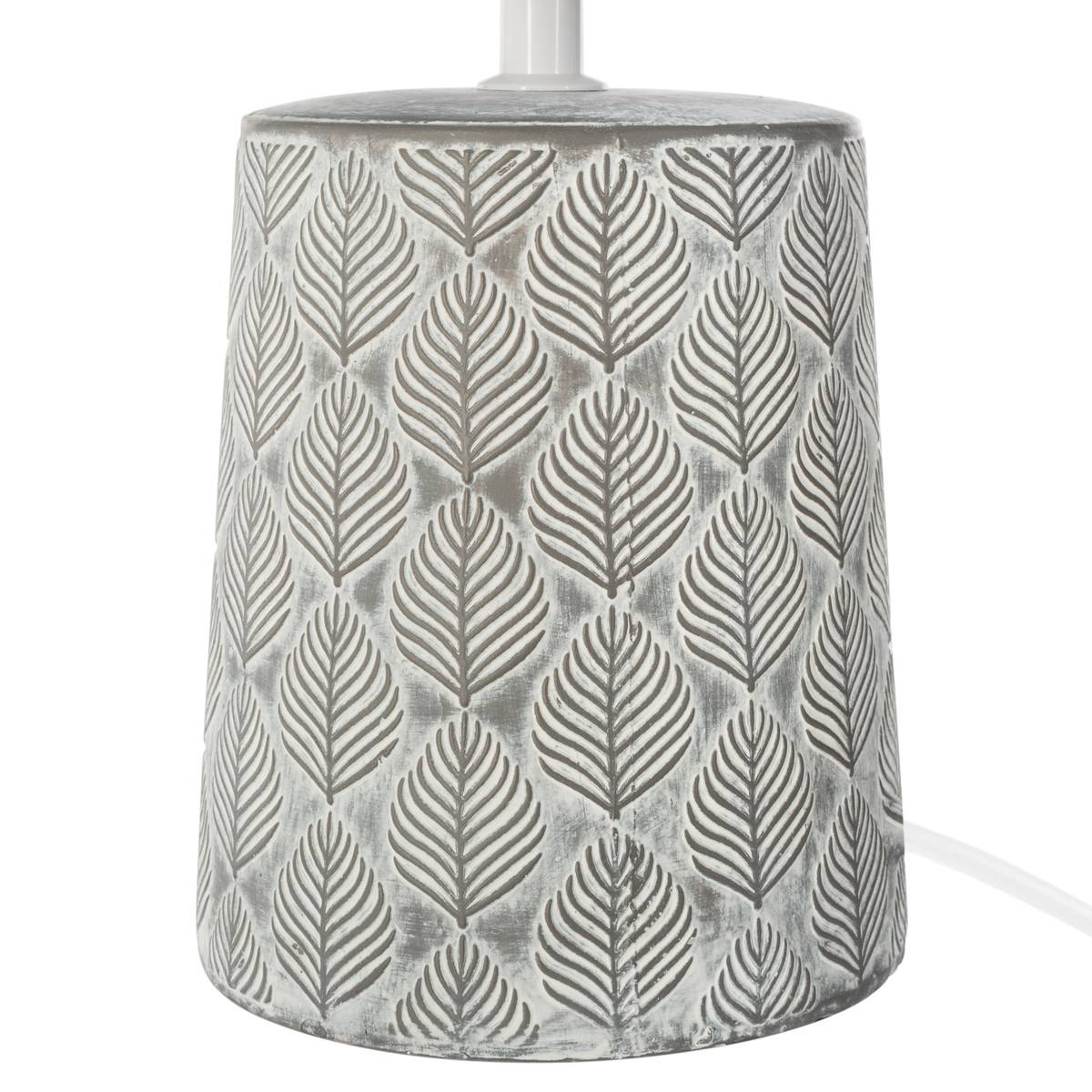 Lampe à poser en grès motifs sculptés CYRIL gris, ATMOSPHERA