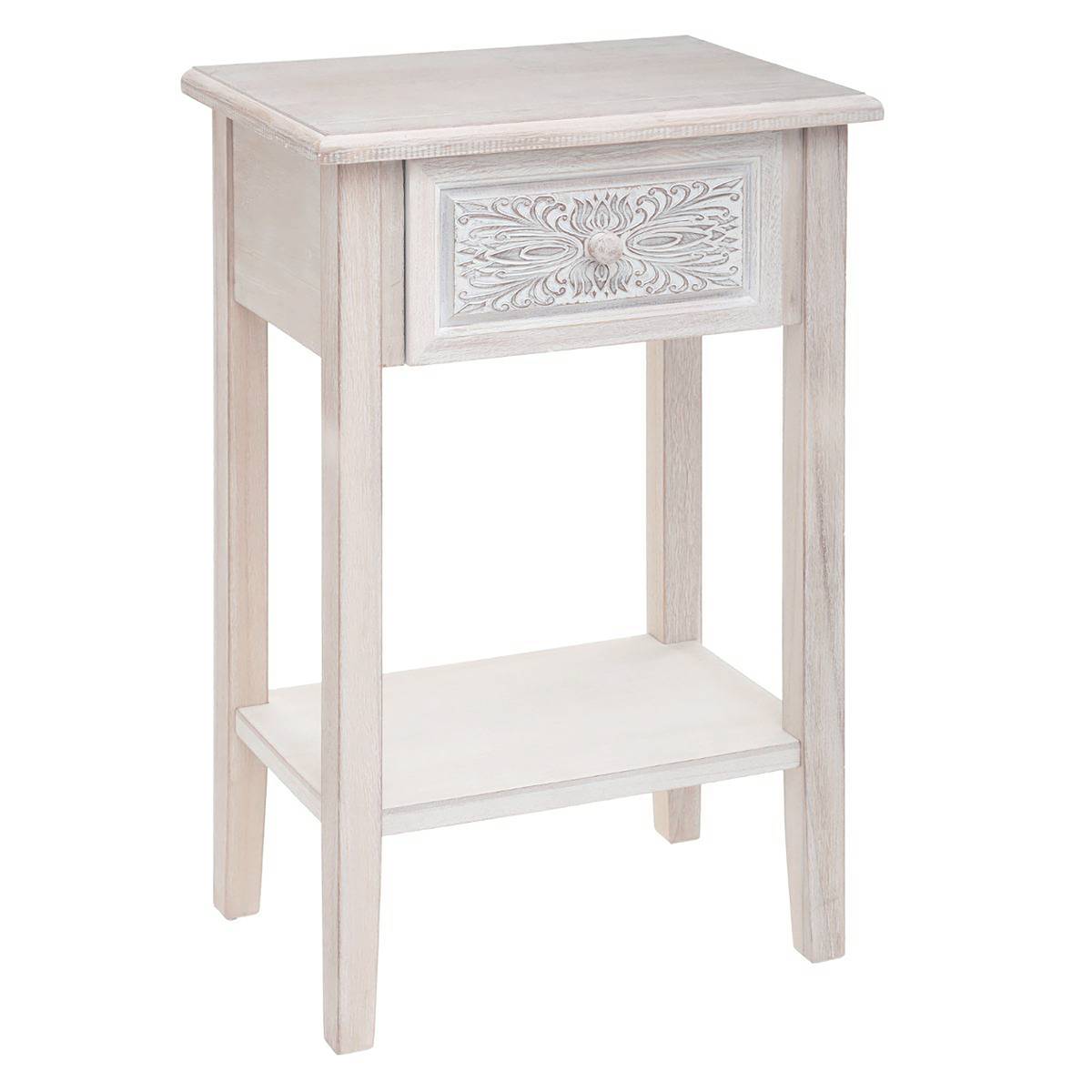 Table de chevet 1 tiroir avec étagère HINA blanc, ATMOSPHERA
