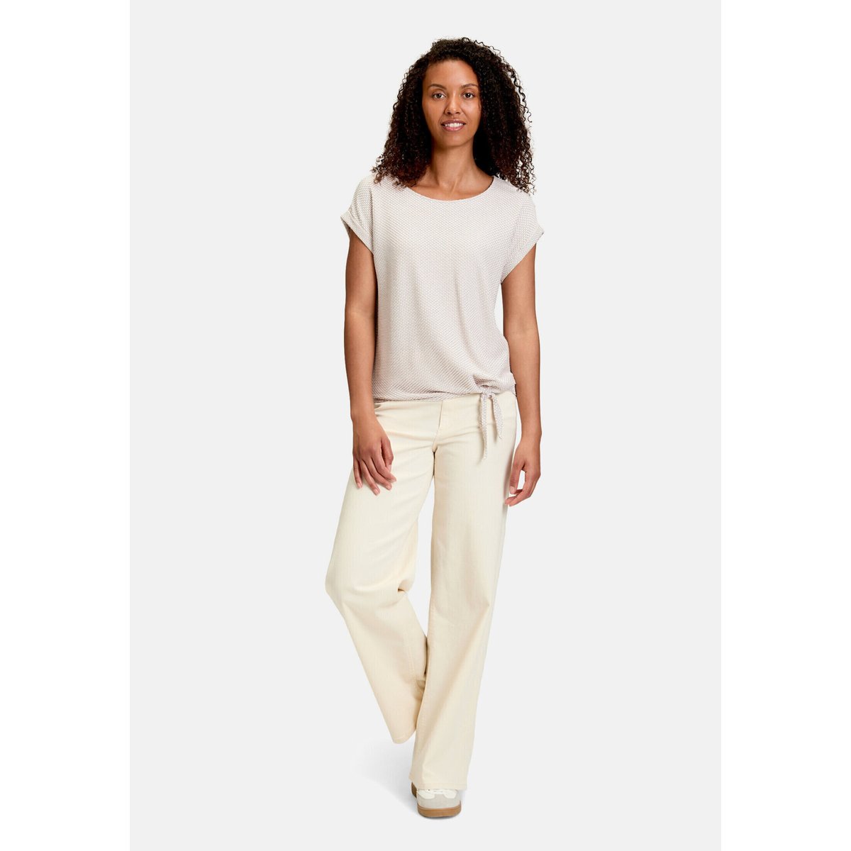 Haut casual de texture ondulée blanc/marron, BETTY & CO