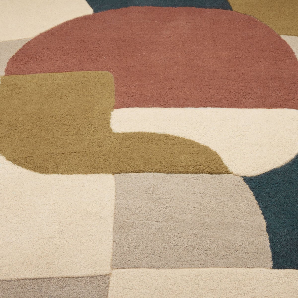 Tapis De Sol en Laine à motifs graphiques ANDREÏ naturel et multicolore, MADURA