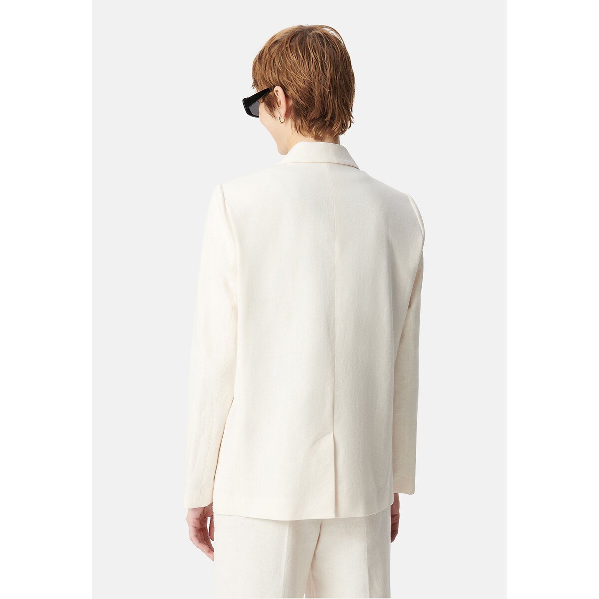 Oversized Suit Jacket in Linen and Cotton ivory, IKKS