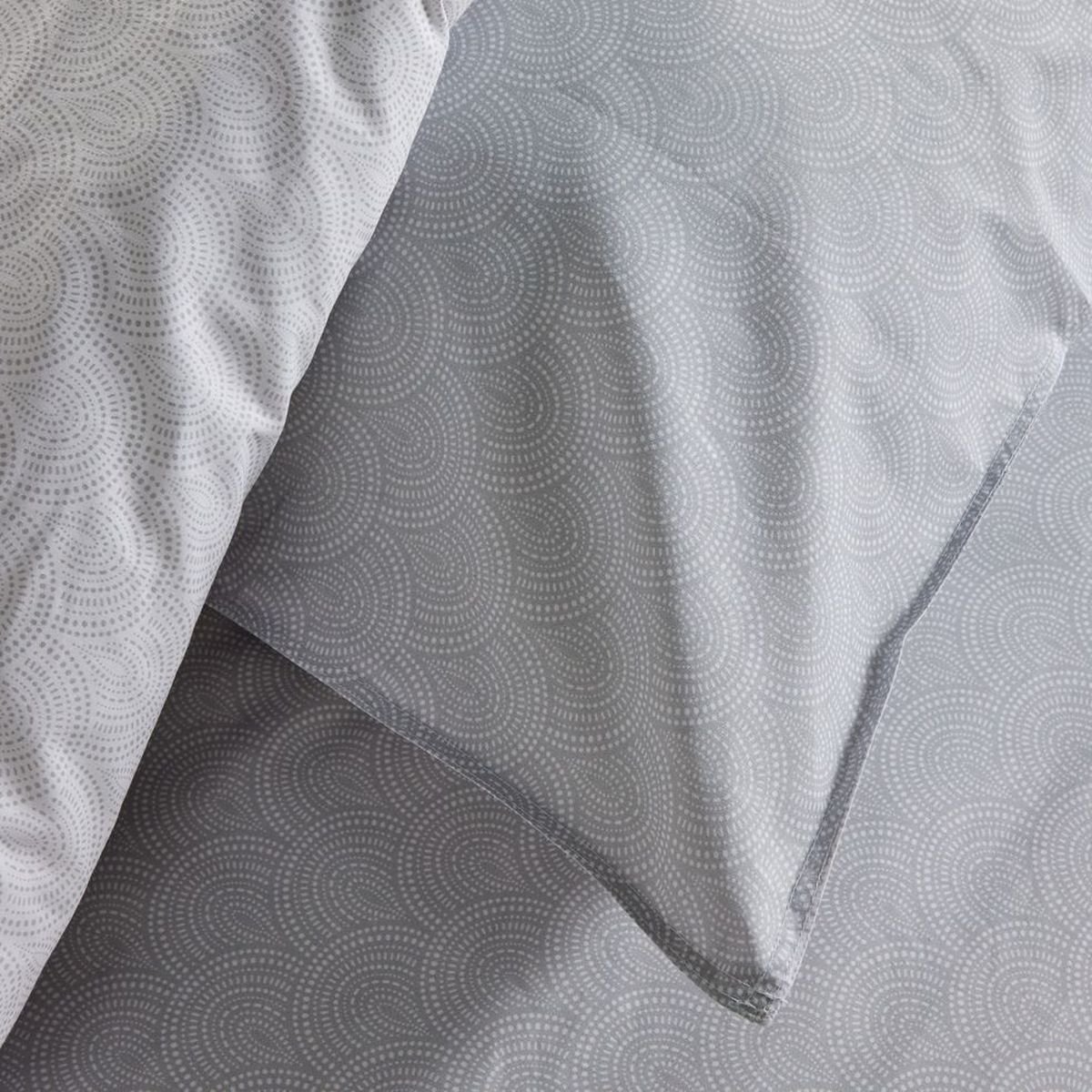 Parure de lit imprimé Graphique coton SUNSHINE LAUREL gris, TODAY