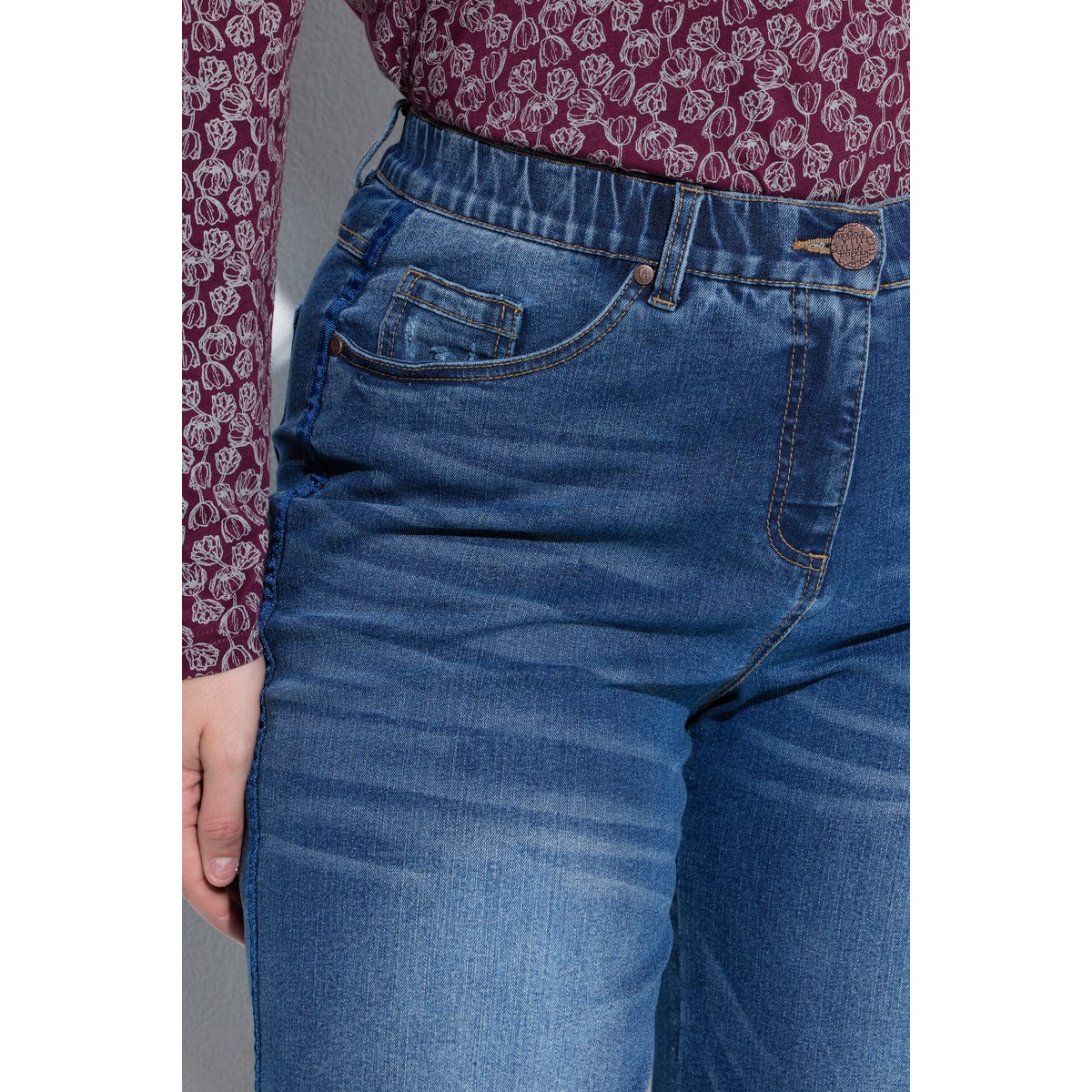 Jean Mary jambe large, ruban reps bleu jean, ULLA POPKEN