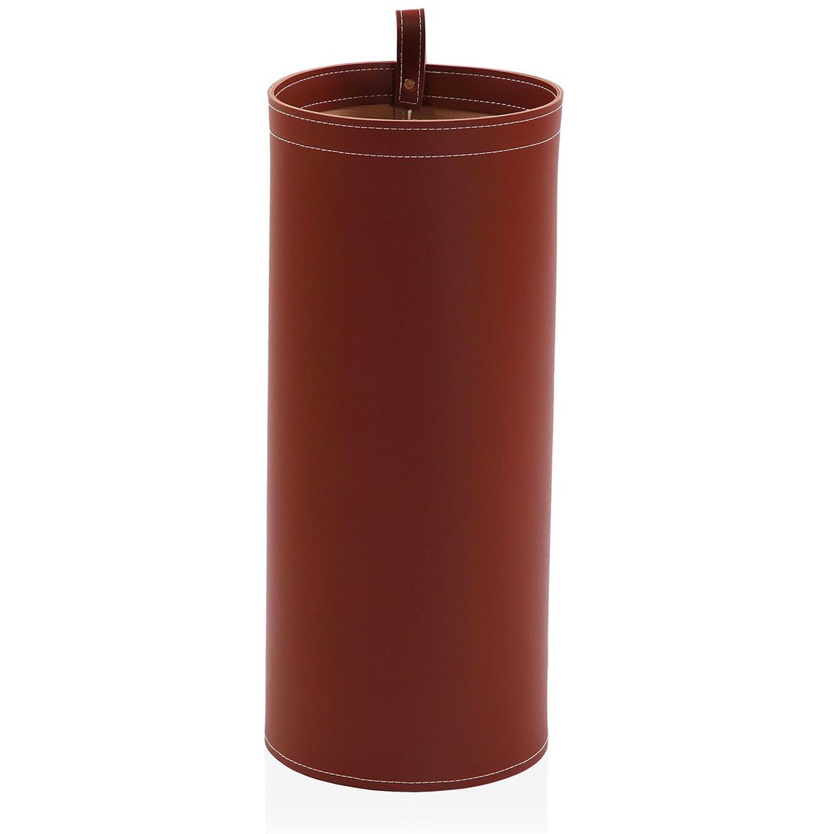 Porte-parapluies rond en similicuir marron 20x20x48cm marron, VERSA