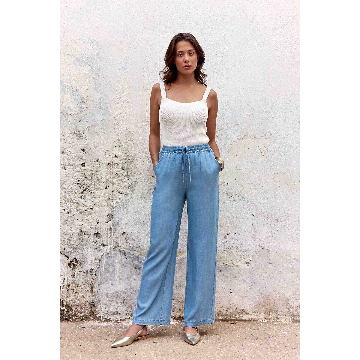 Pantalon large en lyocell, POLTA bleu stone, LA PETITE ETOILE