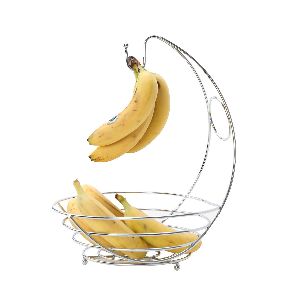 Fruit Bowl with Banana Hanger in Chrome silver-coloured, SO'HOME