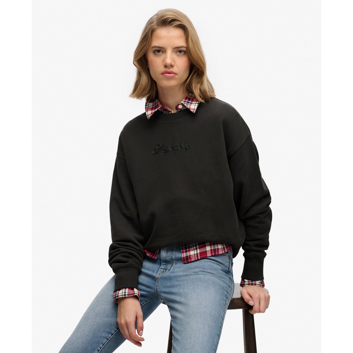 Sweatshirt Ras du Cou Script Brand Décontracté phantom, SUPERDRY