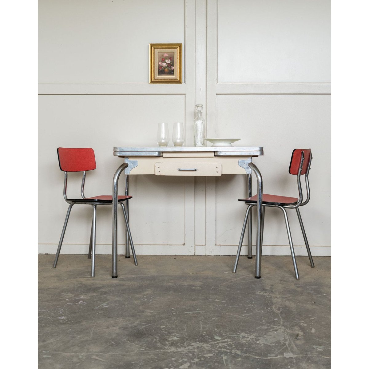 Table à manger en formica Karla N°1280 - Bon état beige, DEBONGOUT