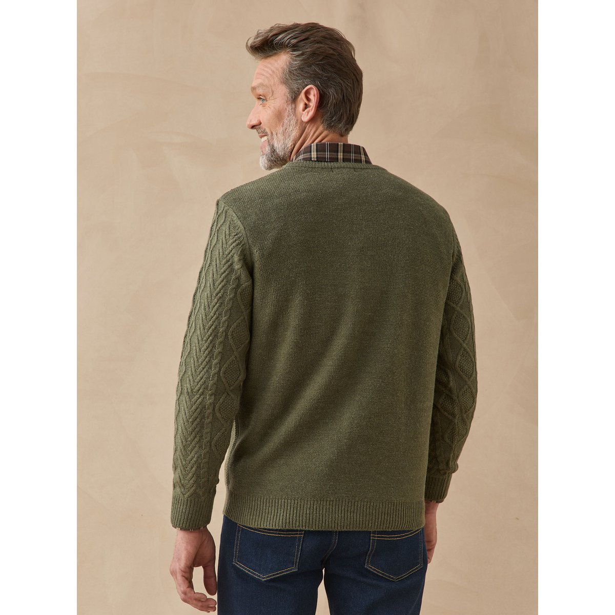 Pull 30% laine col rond kaki, DAXON
