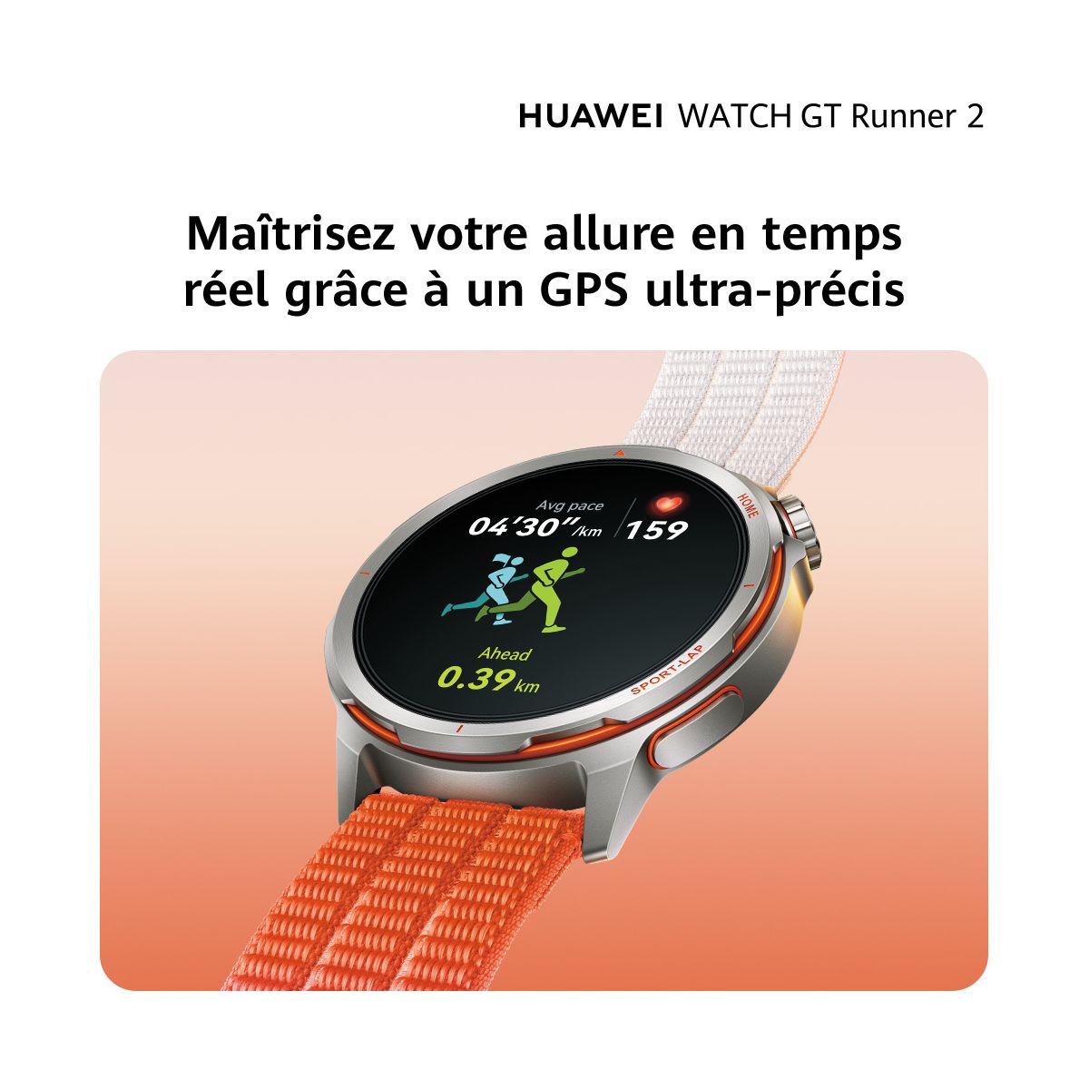 Montre sport Watch GT Runner 2 Orange noir, HUAWEI