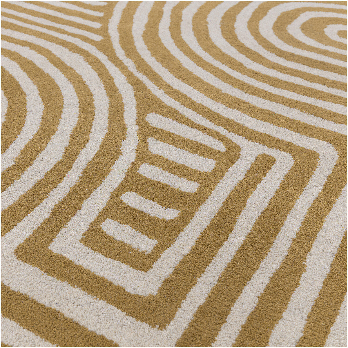Curve Abstract Rug in 100% Wool ochre, ÉDITÉ