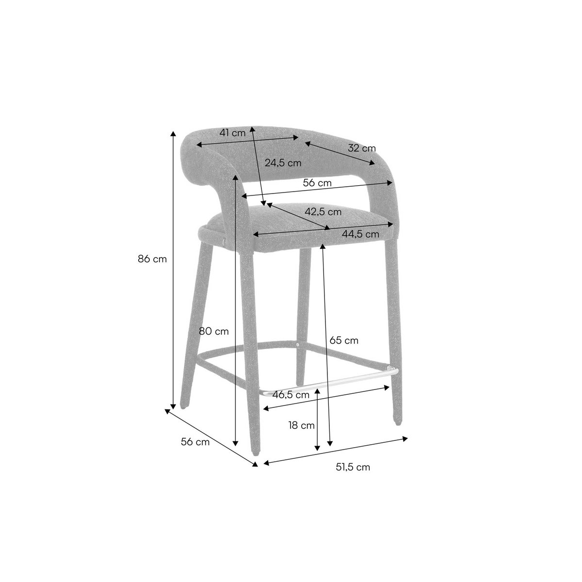 Tabouret de bar contemporain tissu (lot de 2) ALESSIA bordeaux, SWEEEK