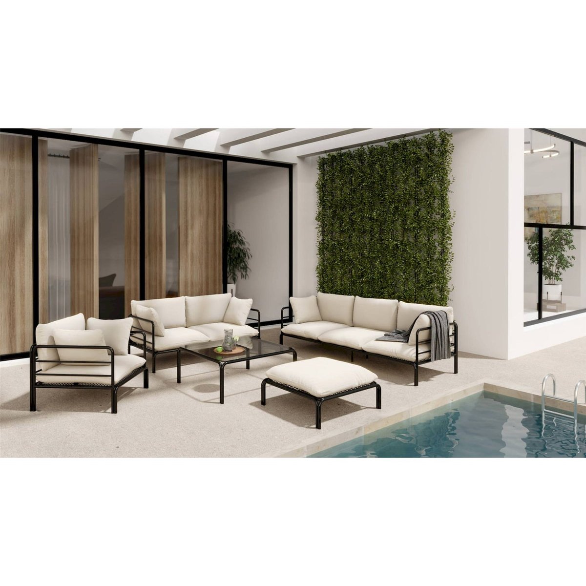 Pouf de jardin hydrofuge collection WORCULLY beige écru garden, RECOLLECTION