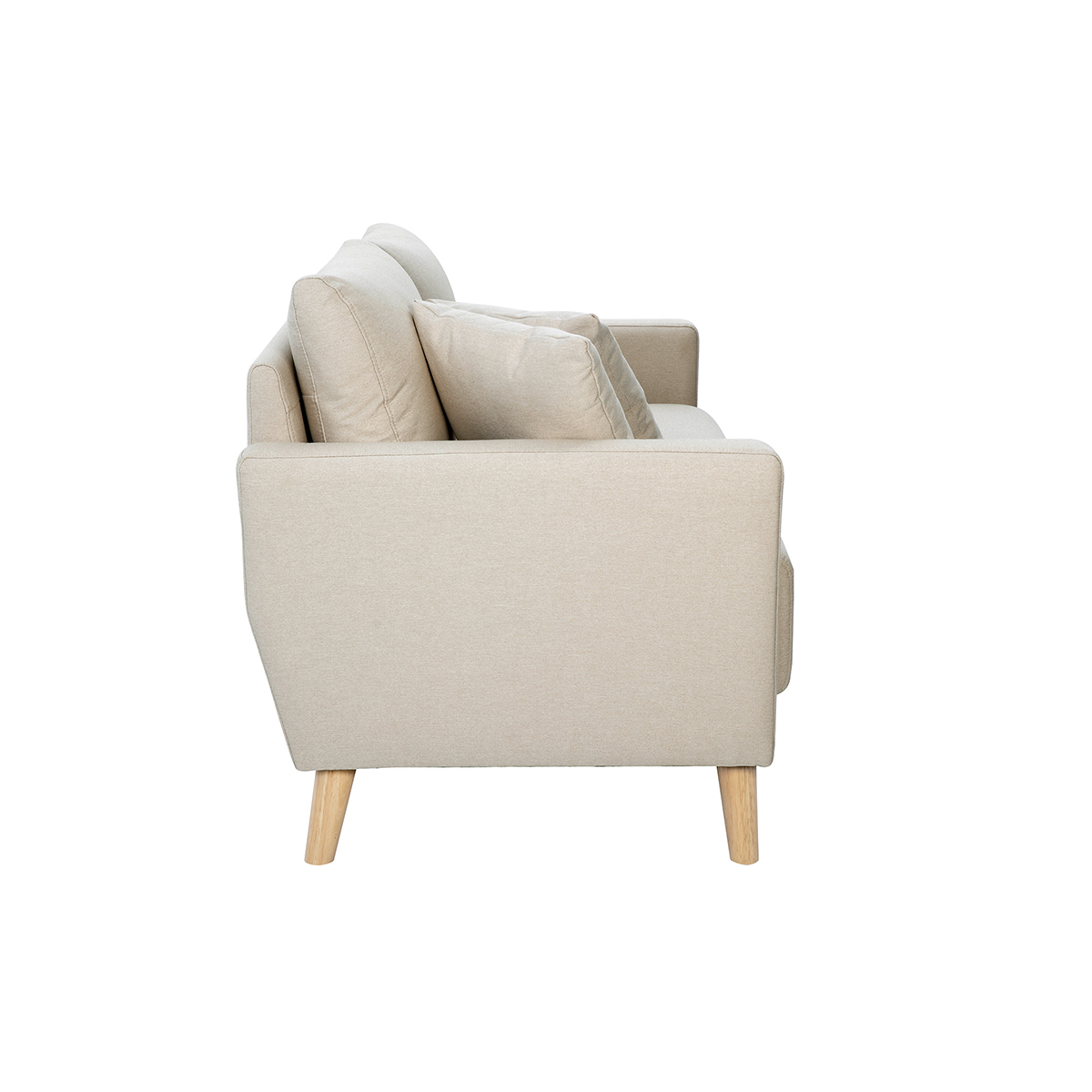 Canapé 2 places en tissu beige et bois clair MUNIK beige, MILIBOO
