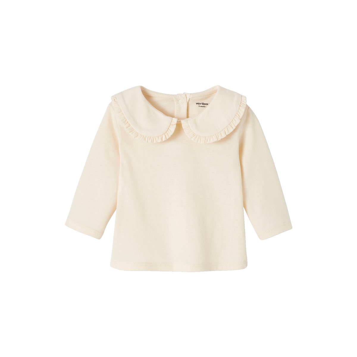 T-shirt bébé manches longues col claudine beige clair, VERTBAUDET