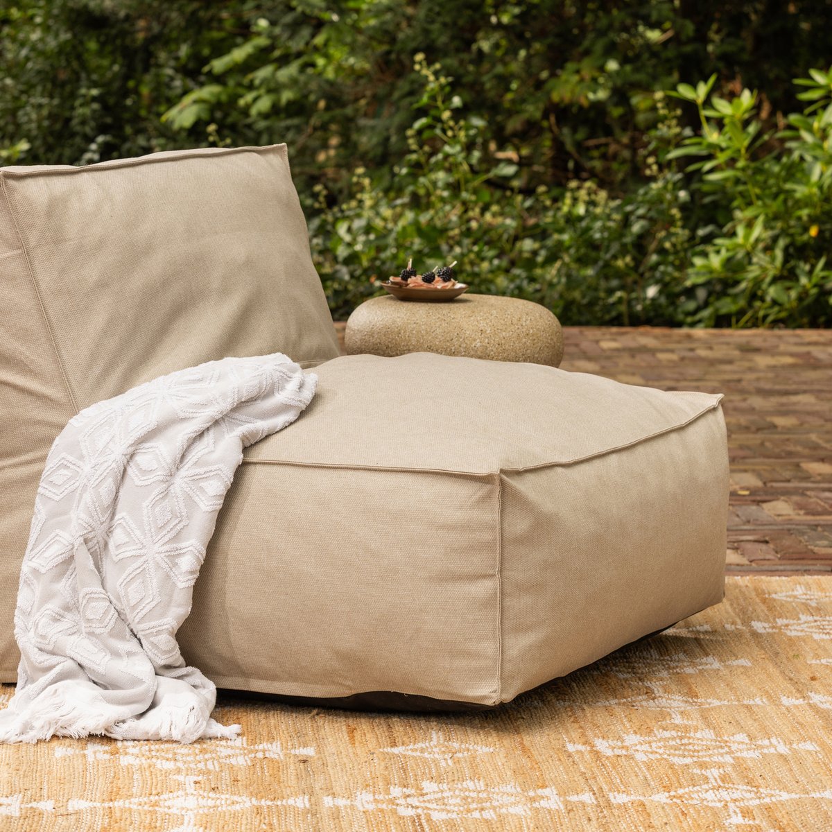 Fauteuil de jardin en tissu d’extérieur VELORA sable, WOOOD
