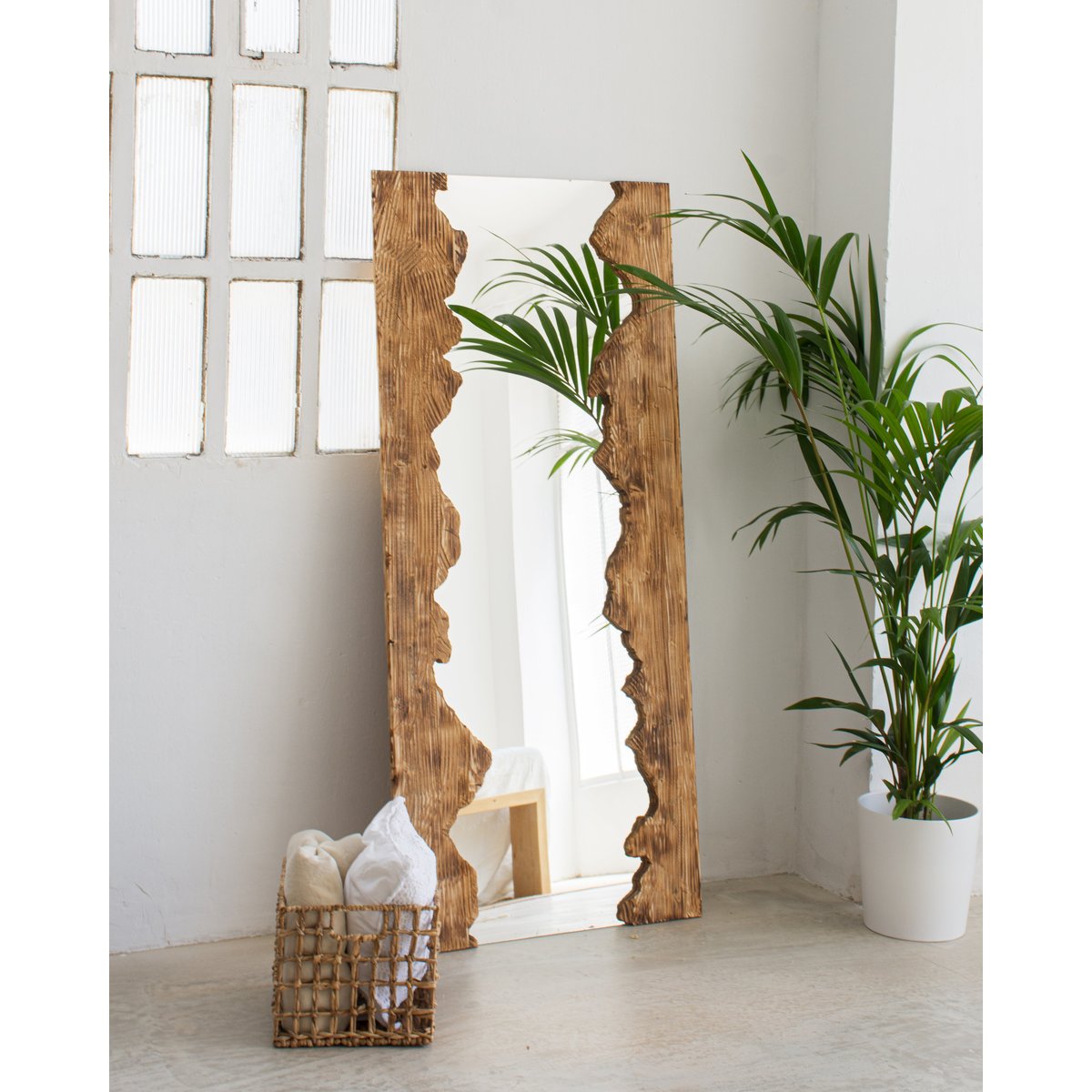 Miroir mural plein pied en bois massif recyclé - SALJEN v002230, HANNUN