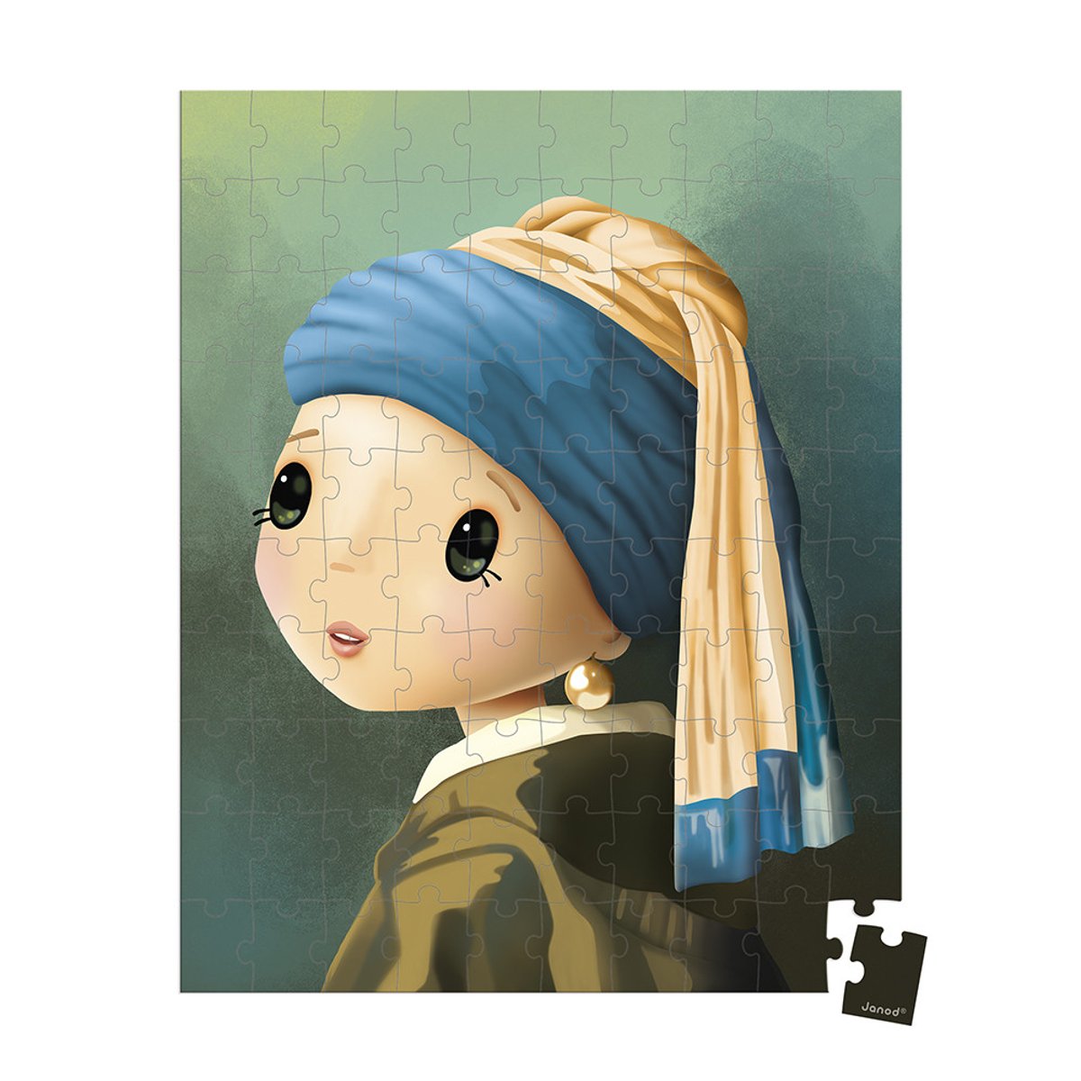 Puzzle 100 Pcs Inspiré De Vermeer vert, JANOD