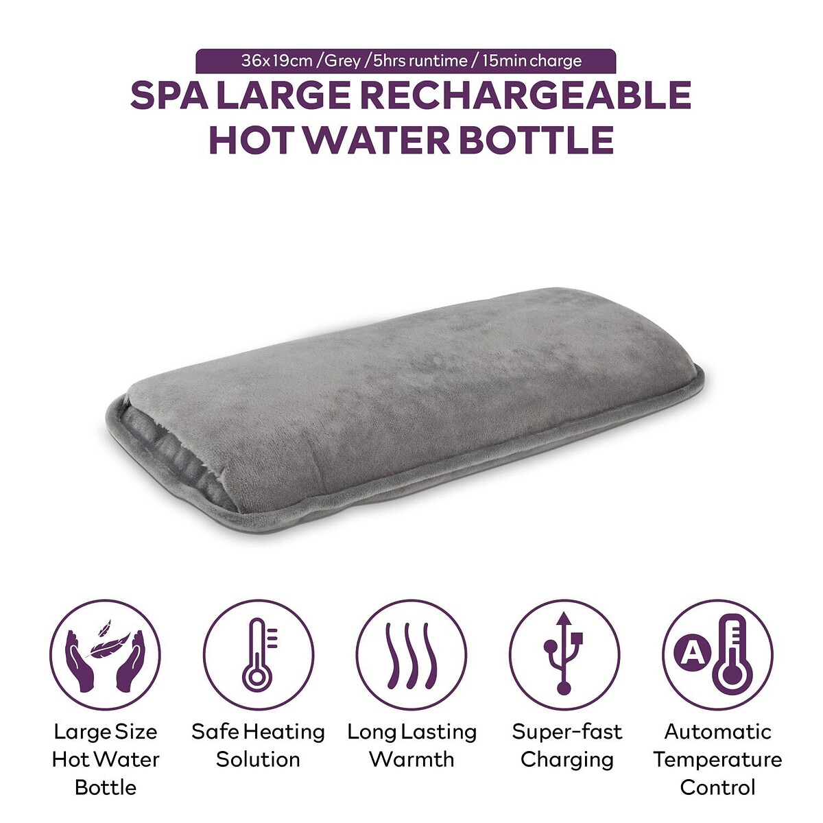 Spa Rechargeable Hot Water Bottle grey, CARMEN