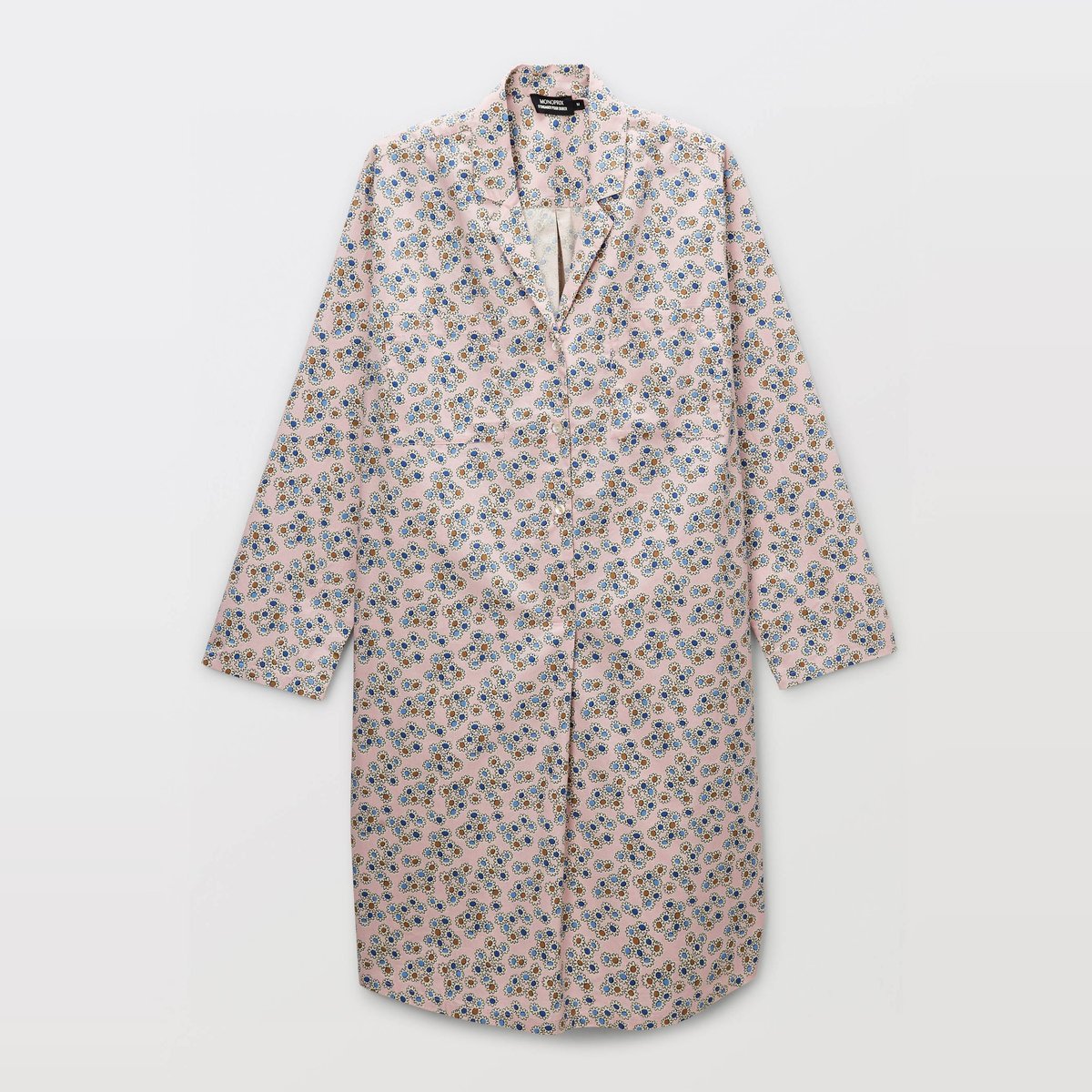 Chemise de nuit imprimée en voile de coton bouquet, MONOPRIX