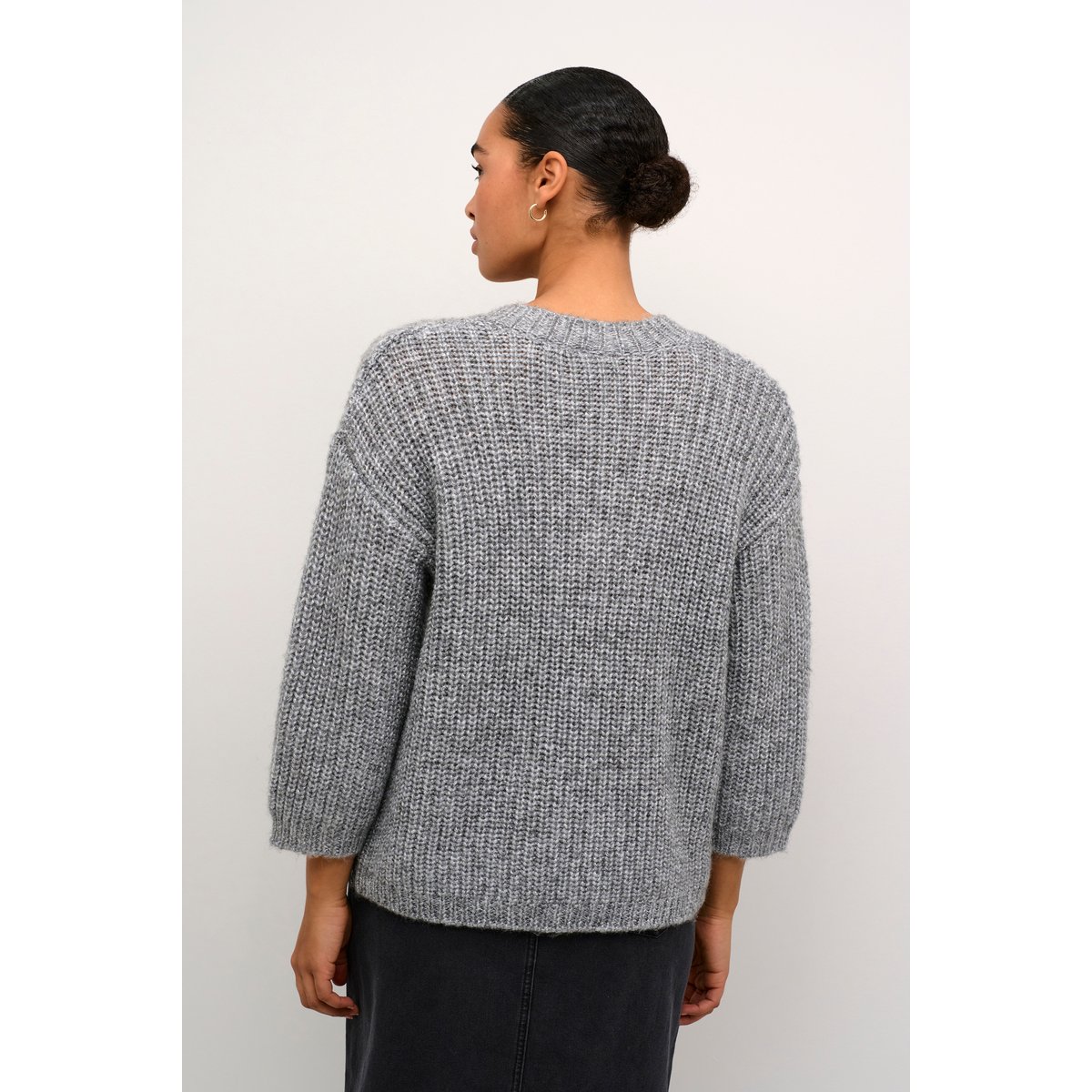 Knitted pullover gris argent grey silver metallic, KAFFE