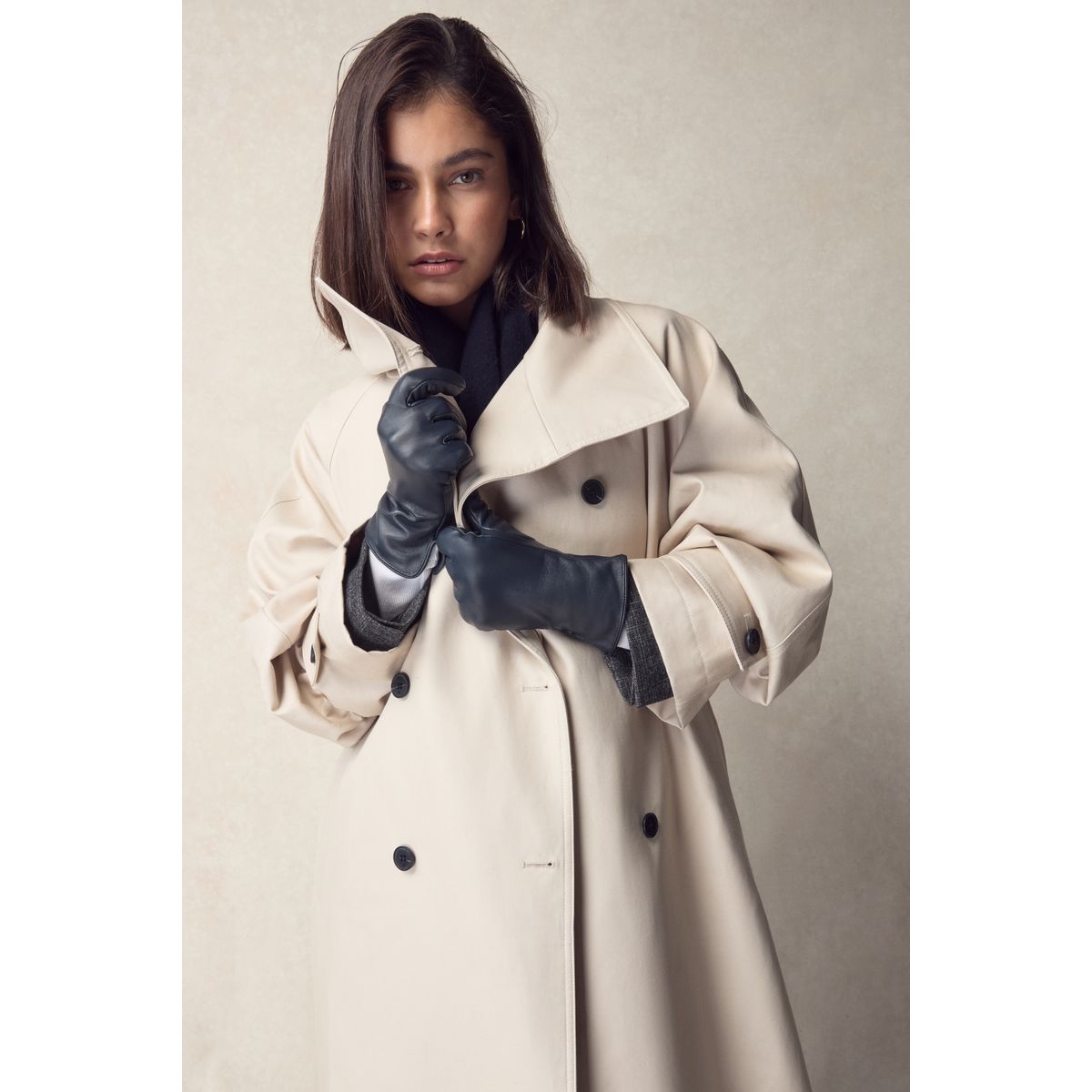 Gants en cuir bleu marine, NEXT