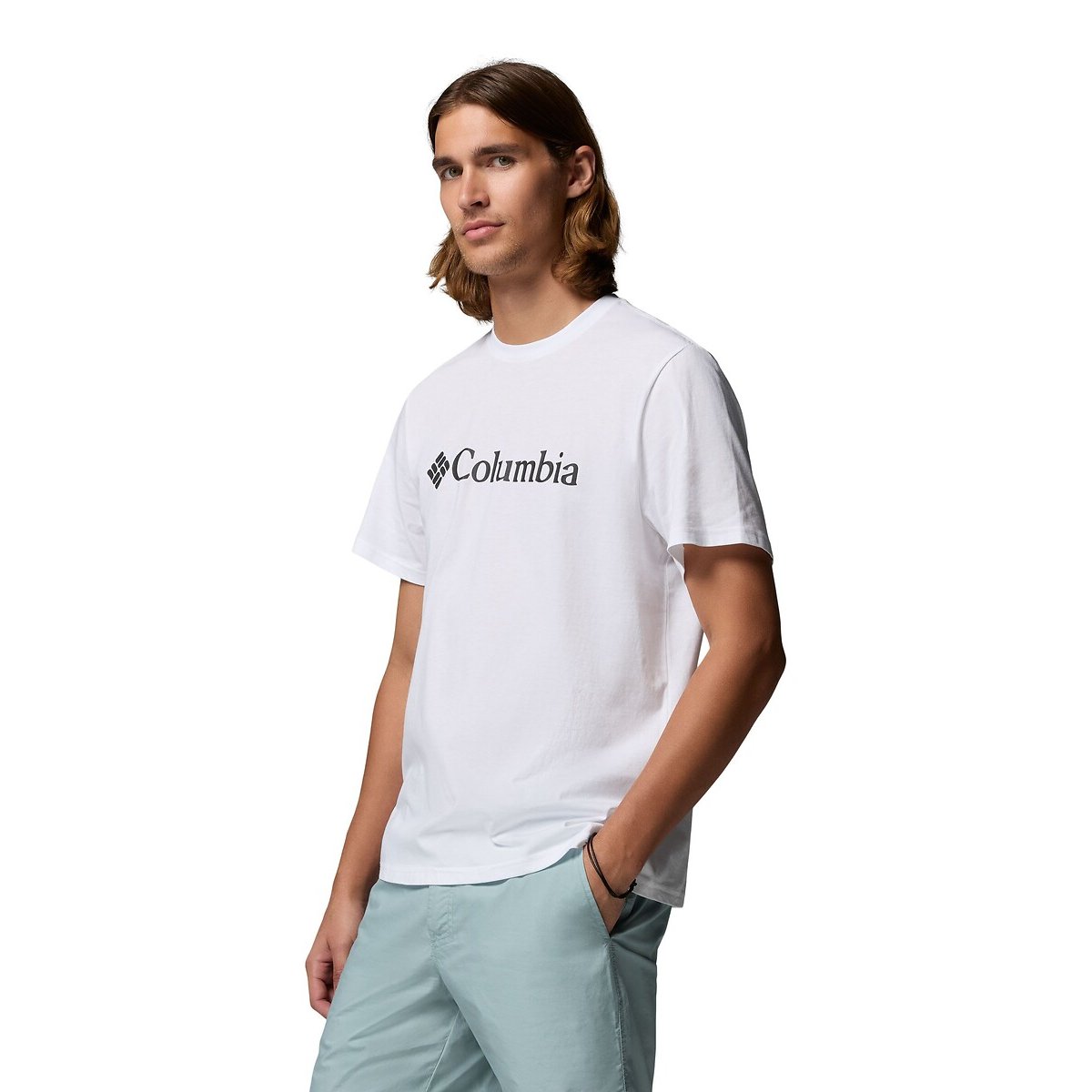 Essentiel Short Sleeve T-Shirt with Chest Logo white, COLUMBIA