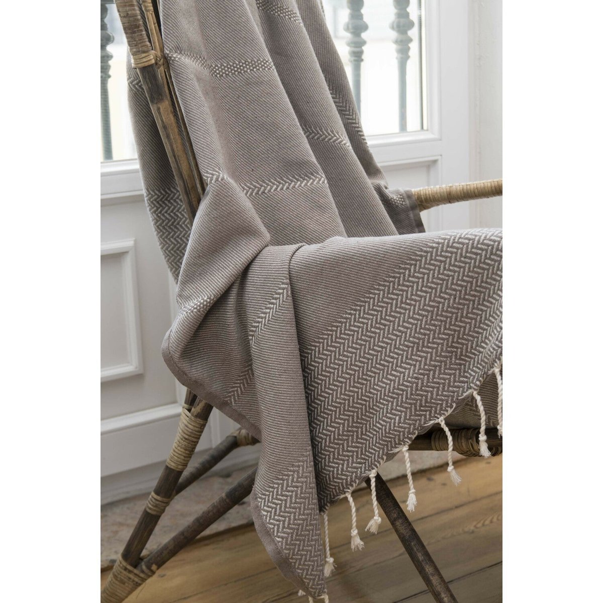 Plaid coton OSLO taupe, FEBRONIE