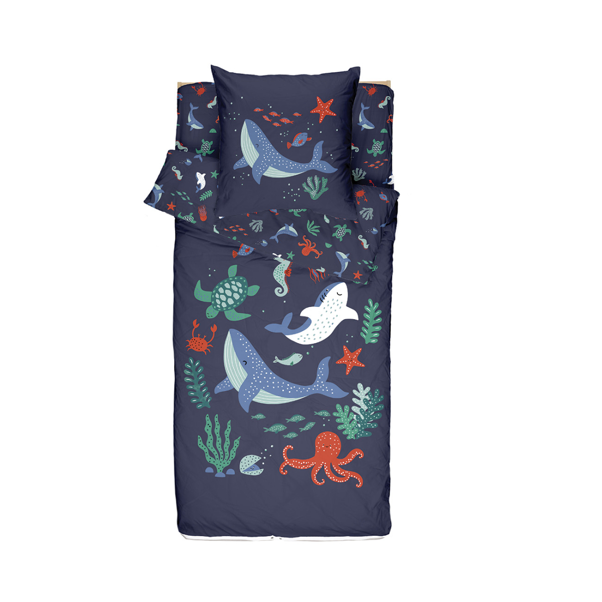 Caradou® sans couette Océan Parure de lit enfant bleu, BLEU CALIN