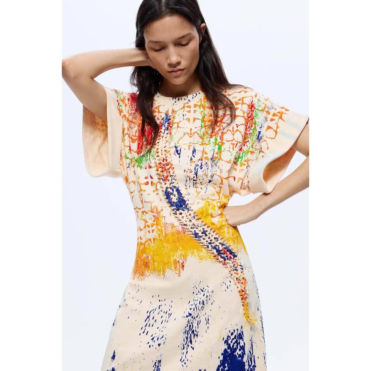 Robe en maille imprimée M. C. Lacroix beige, DESIGUAL