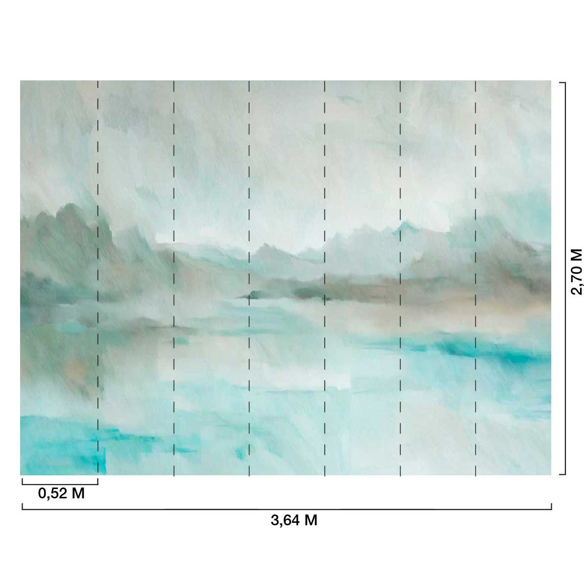 Papier peint Brume alpine turquoise & céladon bleu, HEXOA
