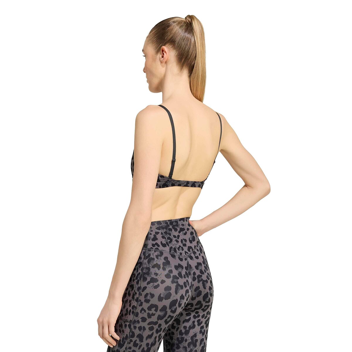 Reggiseno sportivo con stampa leopardo fantasia leopardata/grigio, adidas Performance