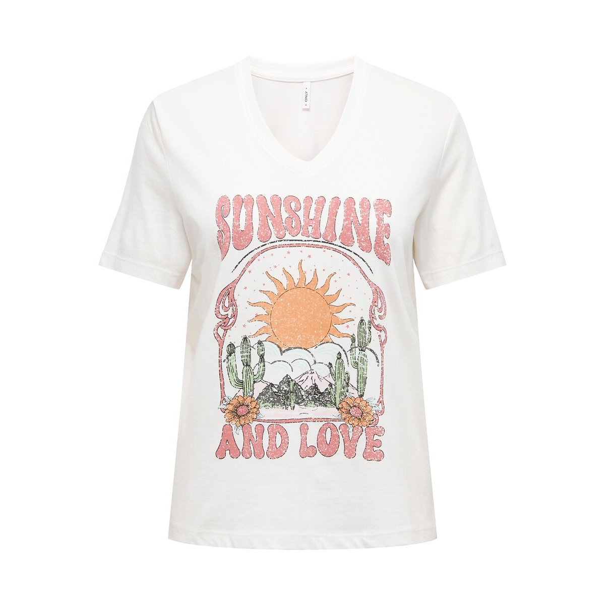 T-shirt stampata a maniche corte white sunshine, ONLY