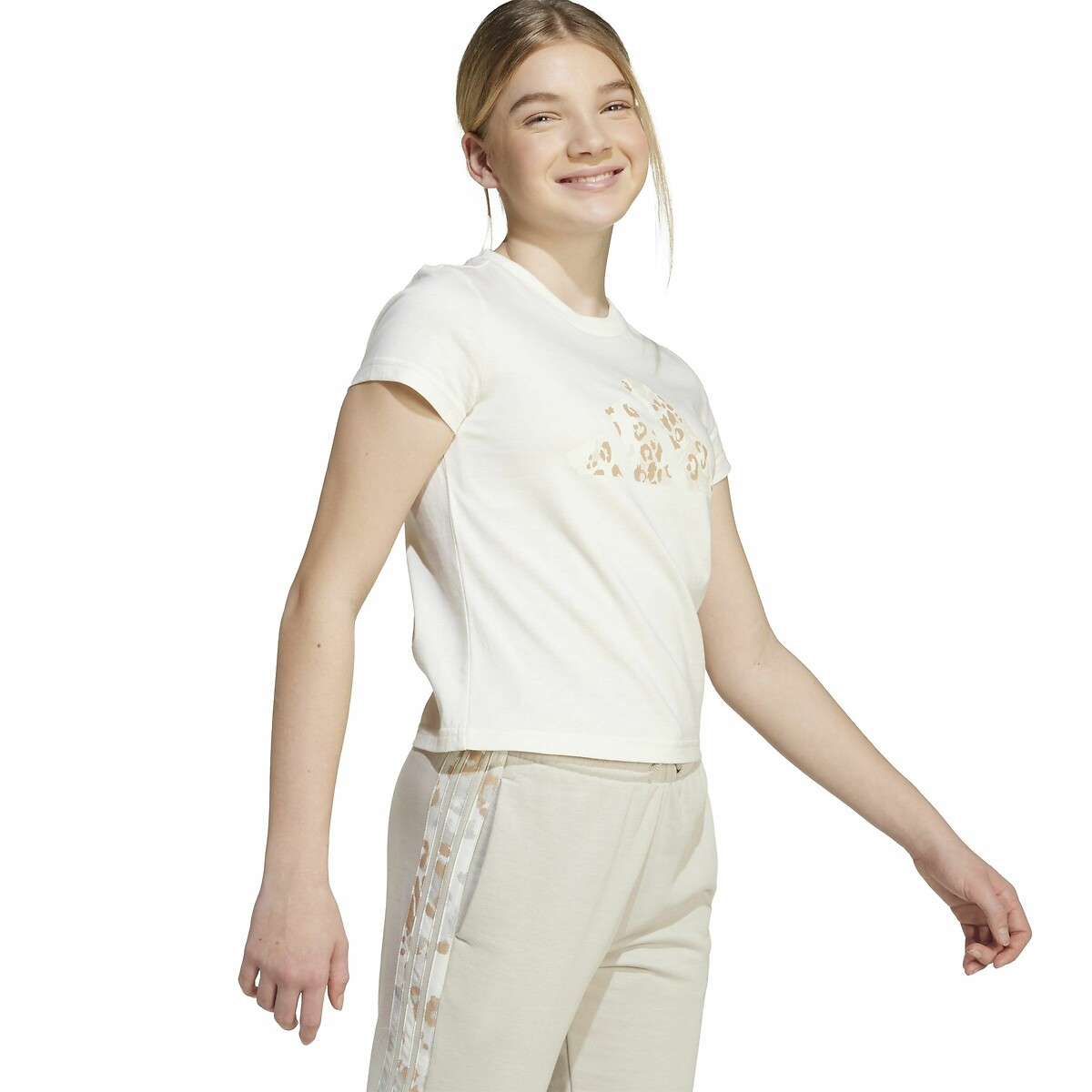 T-shirt com estampado leopardo bege, ADIDAS SPORTSWEAR