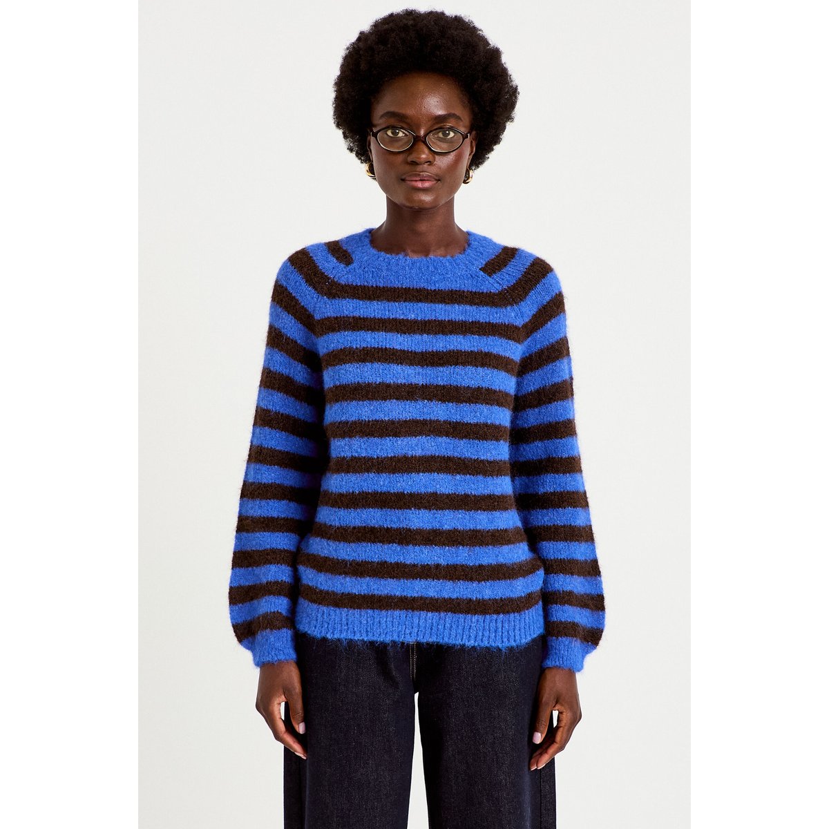 Pull ample col rond manches longues bleu electrique, CACHE CACHE