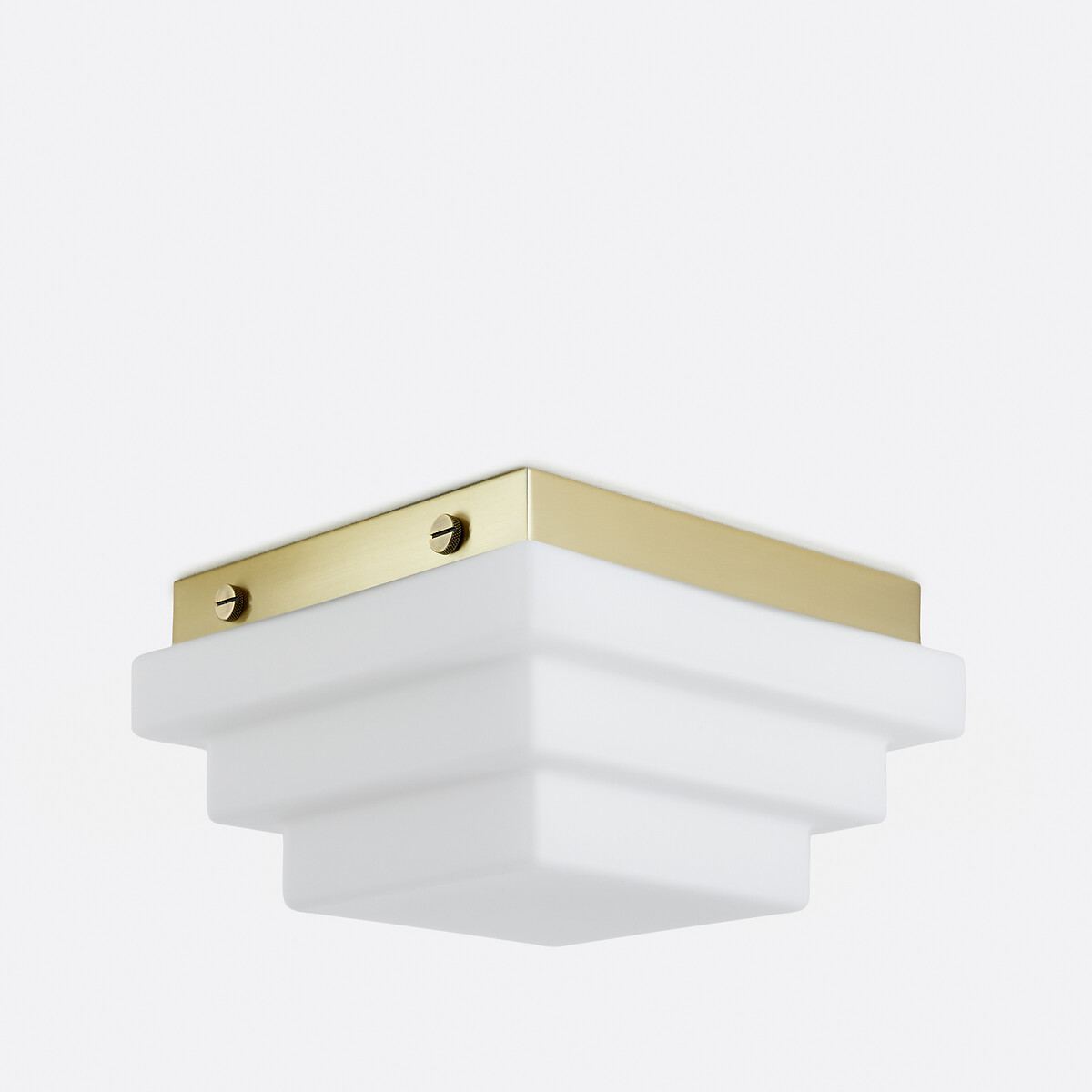 Decar Ceiling Or Wall Light in Opaline Glass, Width 27.5cm white/brass, LA REDOUTE INTERIEURS