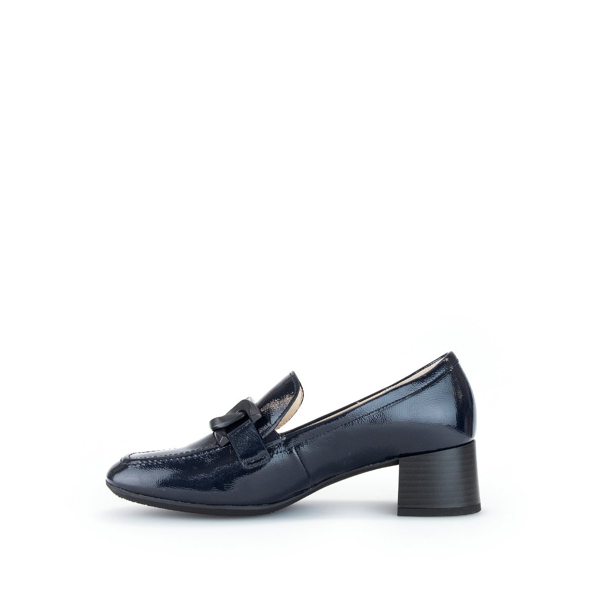 Mocassins en vernis à talon décroché block marine, GABOR