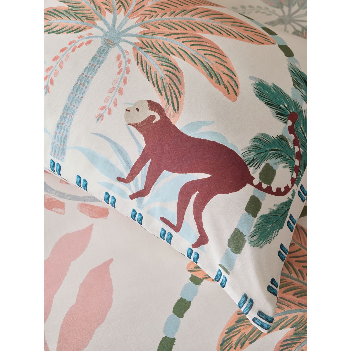 Housse de couette et taie en jacquard floral naturel, NEXT