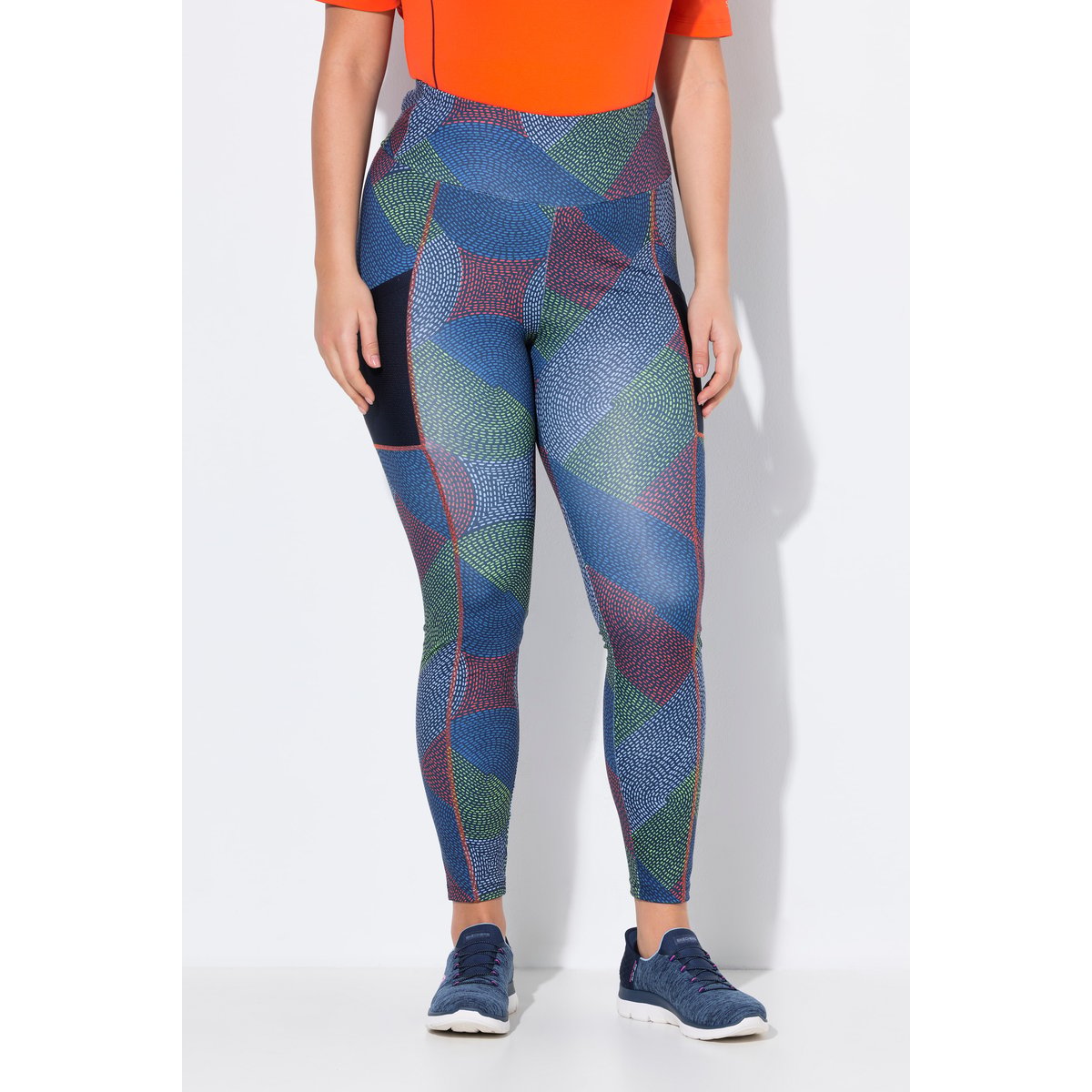 Legging technique aspect « tressé ». Poche marine, ULLA POPKEN