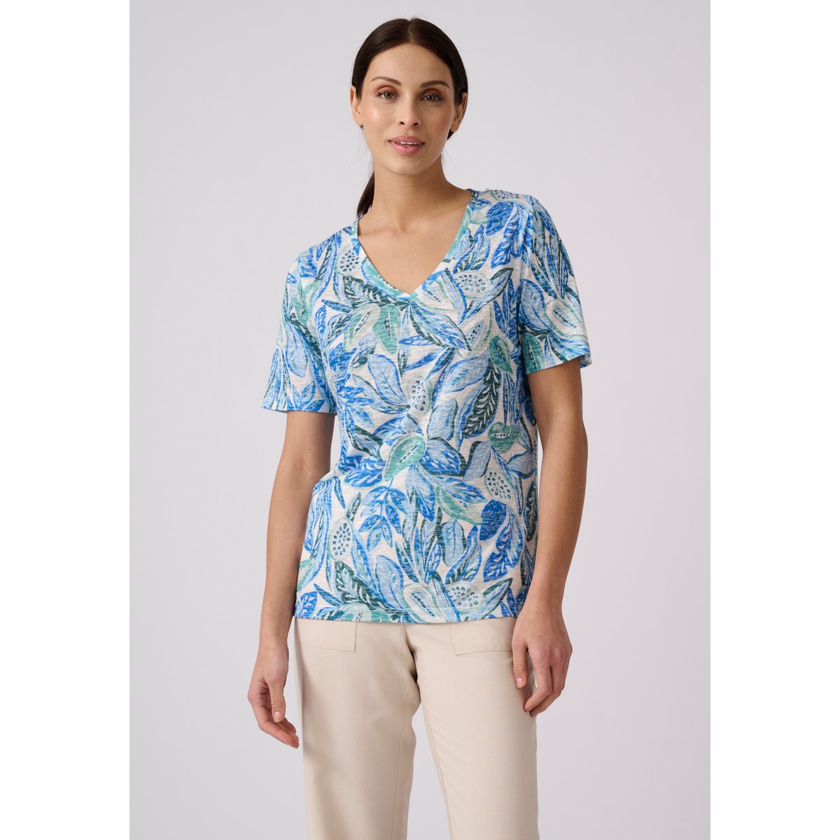 T-shirt en maille dévorée vert tropical, DAMART